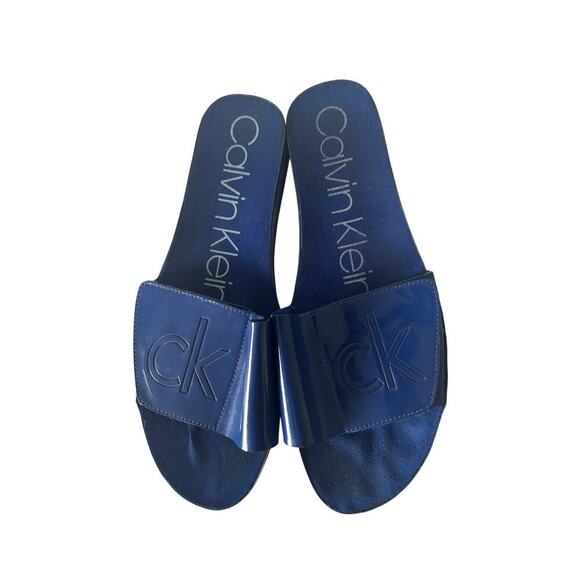 Calvin Klein Marlina Blue Slides - Picture 1 of 4